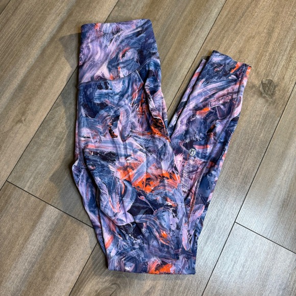 Lemon Pants - Lululemon Brush Stroke Multi Purple Orange Yoga Gym‎ Bin C-18
